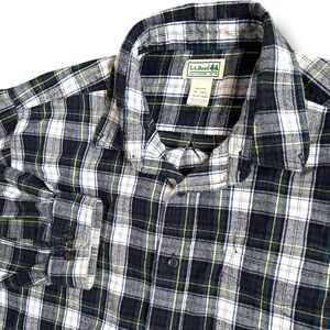 LL Bean Mens XL Tall Plaid Flannel Long Sleeve Button Up Shirt Traditional Fit